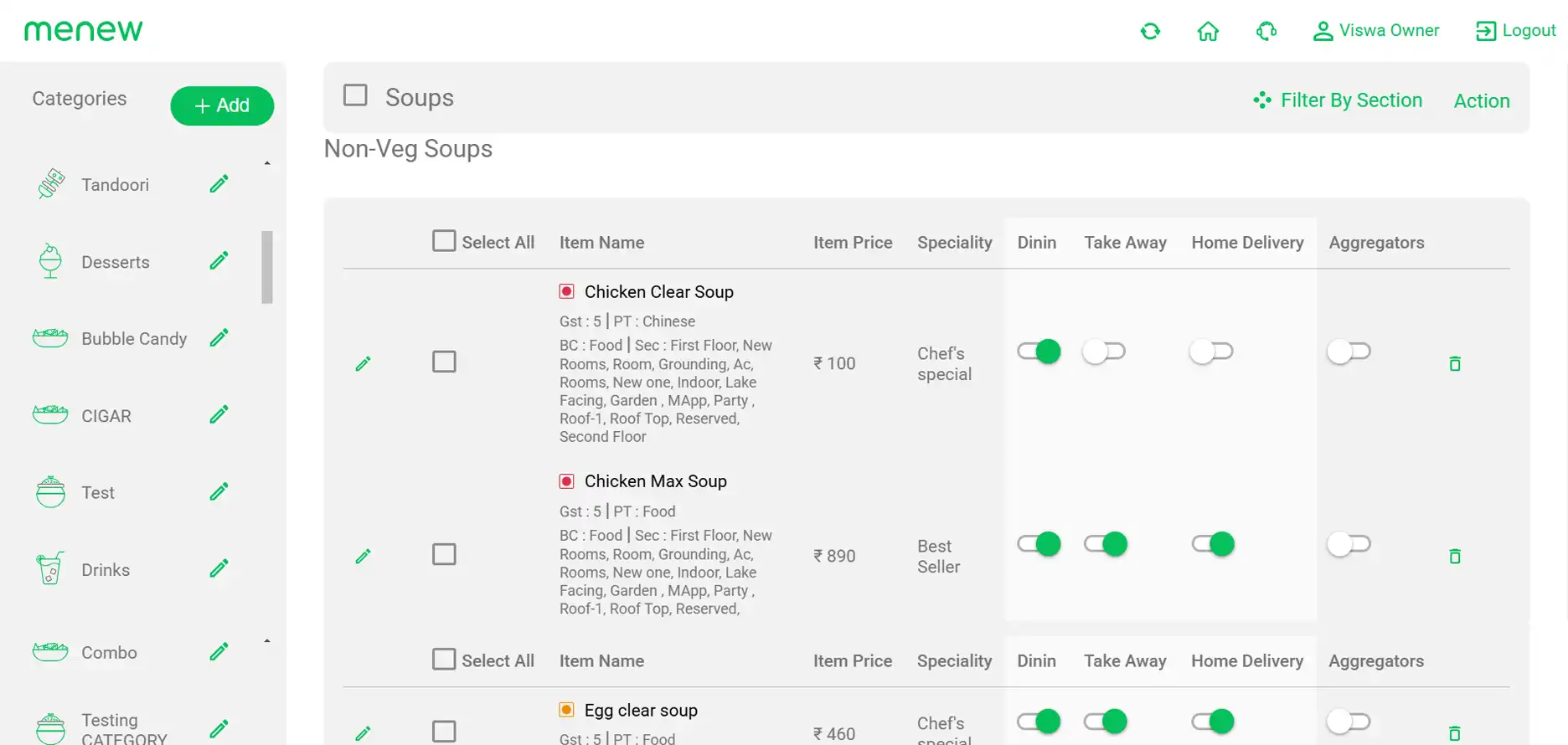 Menu Management